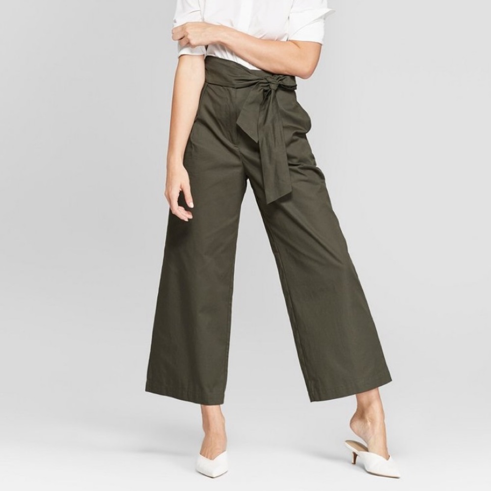 Prologue Wide Leg Tie Front Ankle Length Trousers